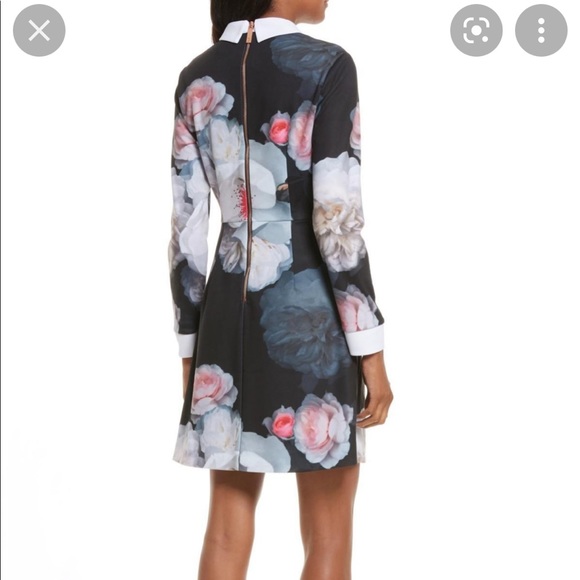 Ted baker size 0 dress long sleeve floral collared - Picture 2 of 5
